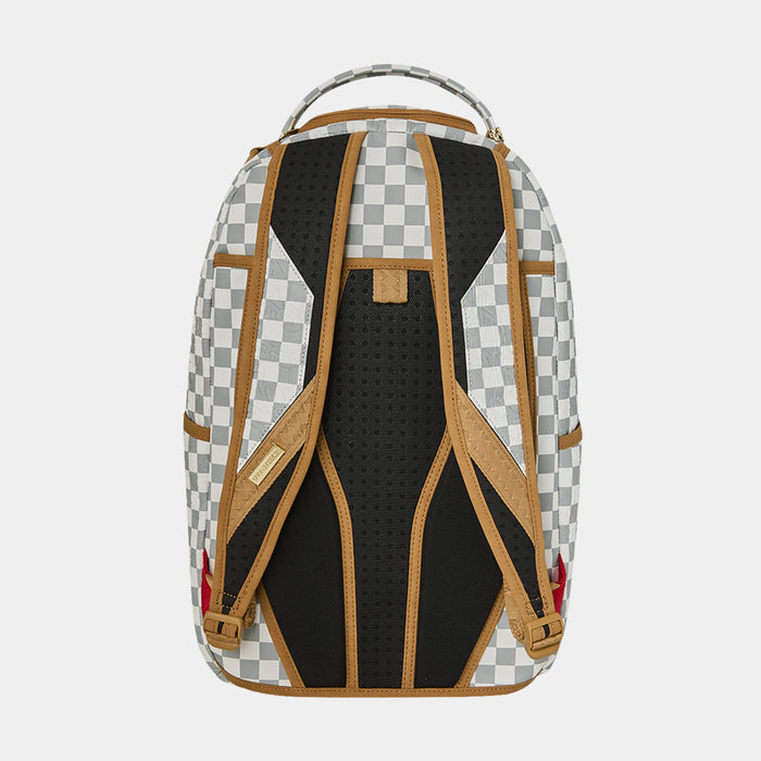 Embossed Cream Checkerboard Mens Backpack (Grey/White)