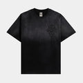 Embroidered Cross Washed Mens Short Sleeve Shirt (Black/Grey)