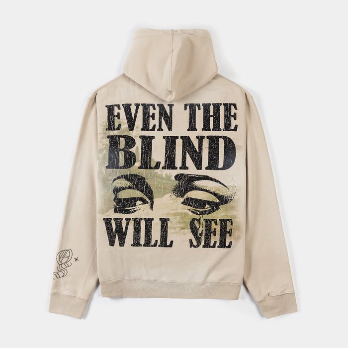 Even The Blind Pullover Fleece Mens Hoodie (Beige/Black)