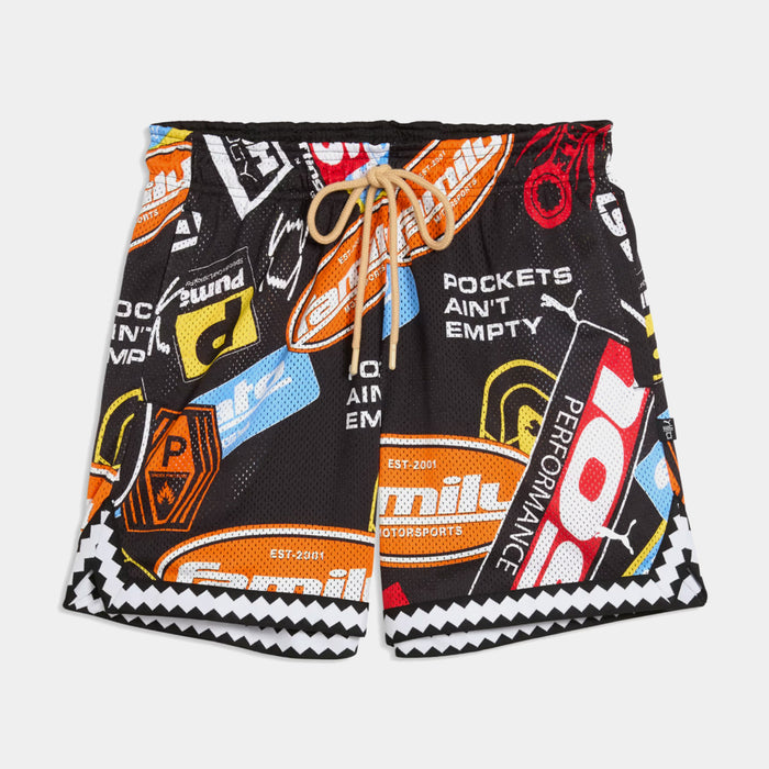 Fast & Furious 6" Reversible Basketball Mens Shorts (Puma Black/All Over Print)