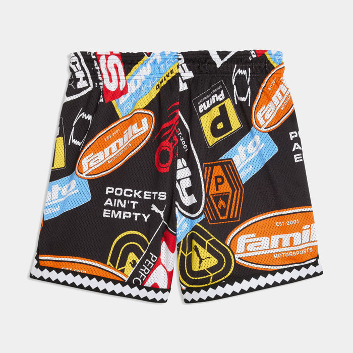 Fast & Furious 6" Reversible Basketball Mens Shorts (Puma Black/All Over Print)