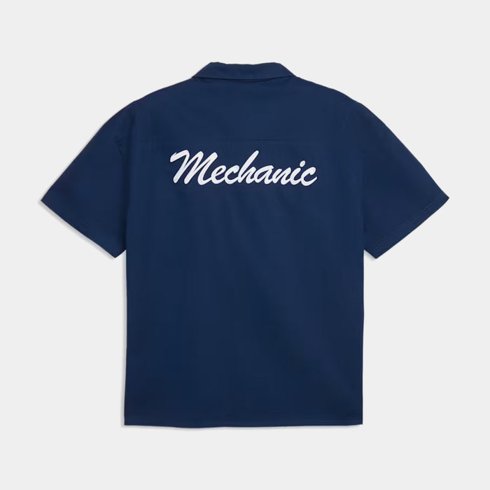 Fast & Furious Mechanic Button Up Mens Short Sleeve Shirt (Blue/White)