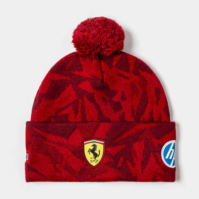Ferrari Replica Special Edition Vegas Beanie Mens Hat (Red/Dark Red)