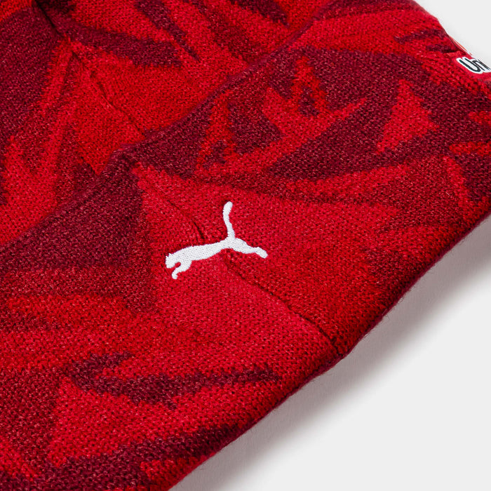 Ferrari Replica Special Edition Vegas Beanie Mens Hat (Red/Dark Red)