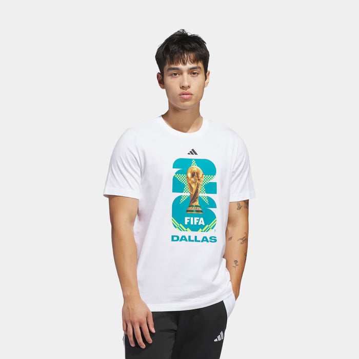 FIFA World Cup '26 Host City Dallas Graphic Mens Short Sleeve Shirt (White)