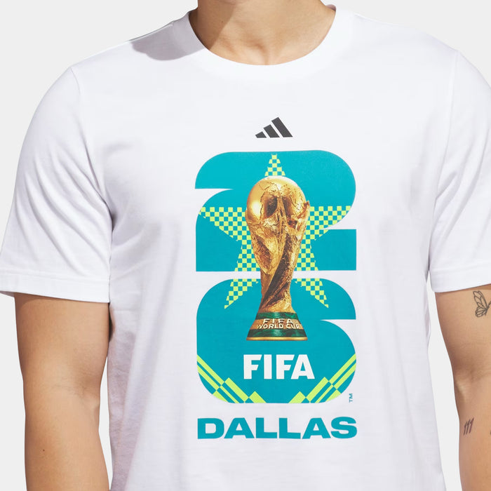 FIFA World Cup '26 Host City Dallas Graphic Mens Short Sleeve Shirt (White)