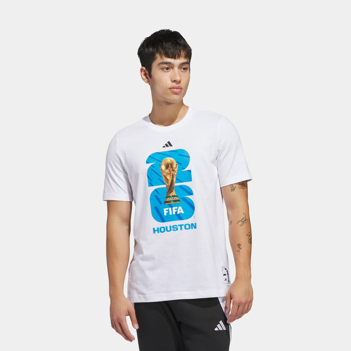 FIFA World Cup '26 Host City Houston Graphic Mens Short Sleeve Shirt (White)