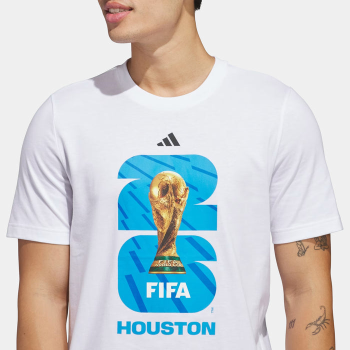 FIFA World Cup '26 Host City Houston Graphic Mens Short Sleeve Shirt (White)