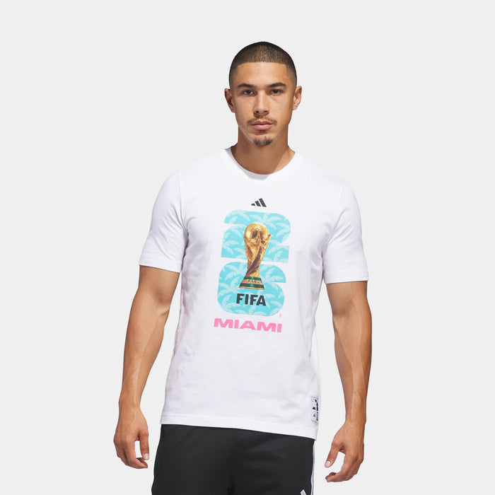 FIFA World Cup '26 Host City Miami Graphic Mens Short Sleeve Shirt (White)