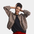 Firebird Oversized All Over Print Denim Womens Jacket (Earth Strata/Stone Khaki)