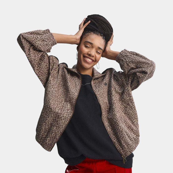 Firebird Oversized All Over Print Denim Womens Jacket (Earth Strata/Stone Khaki)