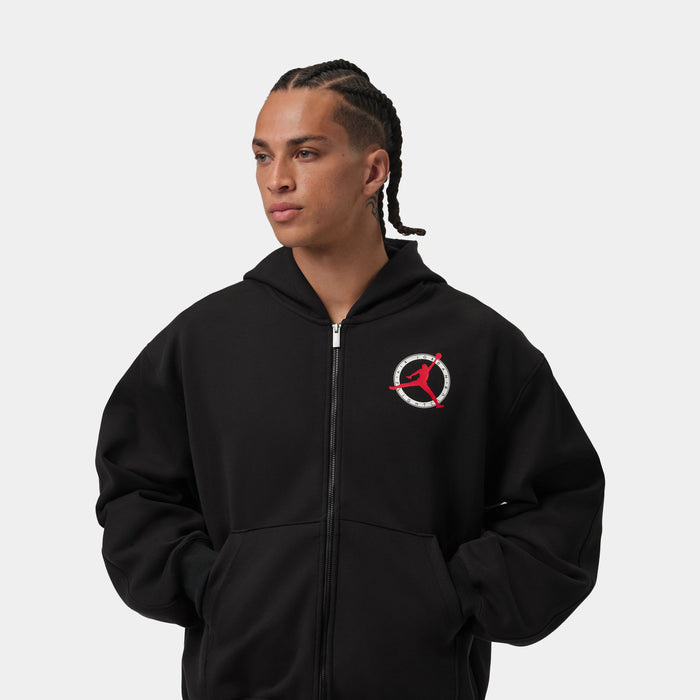 Jordan Flight Club Fleece Full Zip Knit Mens Hoodie (Black)