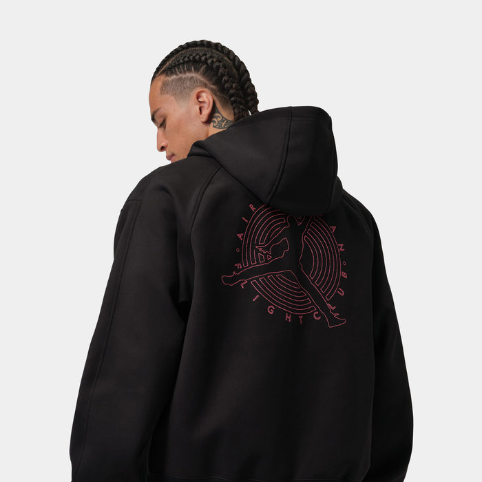 Jordan Flight Club Fleece Full Zip Knit Mens Hoodie (Black)