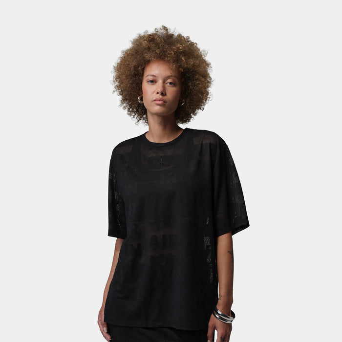 Flight Open Knit Womens Short Sleeve Shirt (Black)