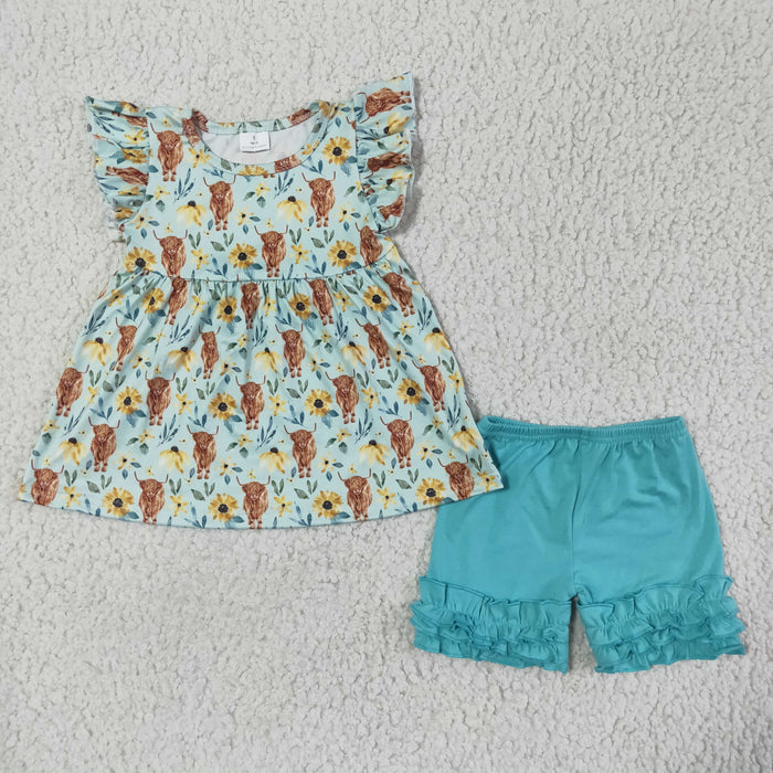 Flutter sleeve icing shorts summer outfits