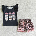 Flutter sleeve pompom shorts back to school outfits  GSSO0117