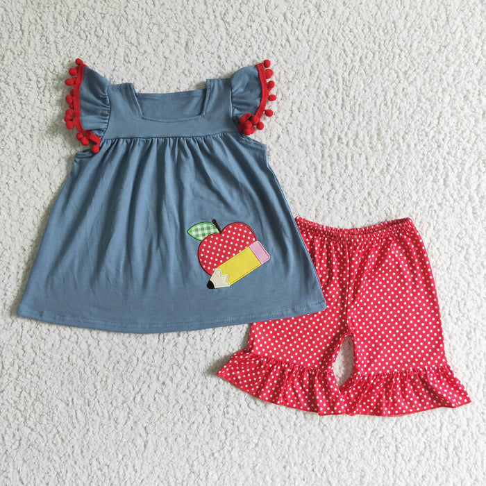 Flutter sleeve ruffles shorts back to school outfits  GSSO0120