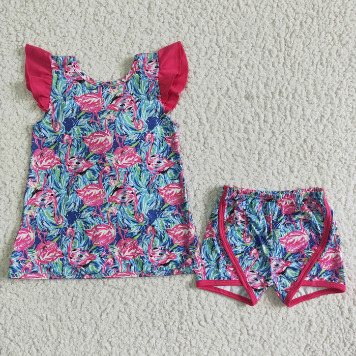 Flutter sleeve top and shorts summer outfits GSSO0100
