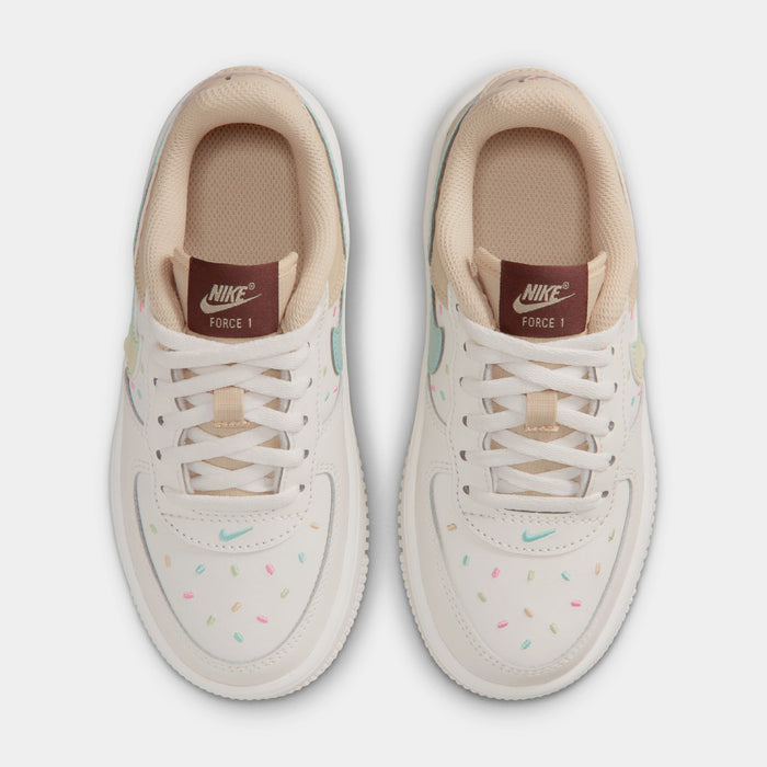 Force 1 Low Preschool Lifestyle Shoes (Sail/Sesame/Bleached Turquoise/Multi-Color)