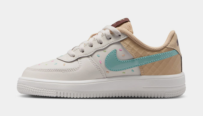 Force 1 Low Preschool Lifestyle Shoes (Sail/Sesame/Bleached Turquoise/Multi-Color)