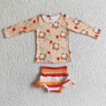 GBO0052 You'll float too Top Stripes Shorts Baby Girls Halloween Bummie Set
