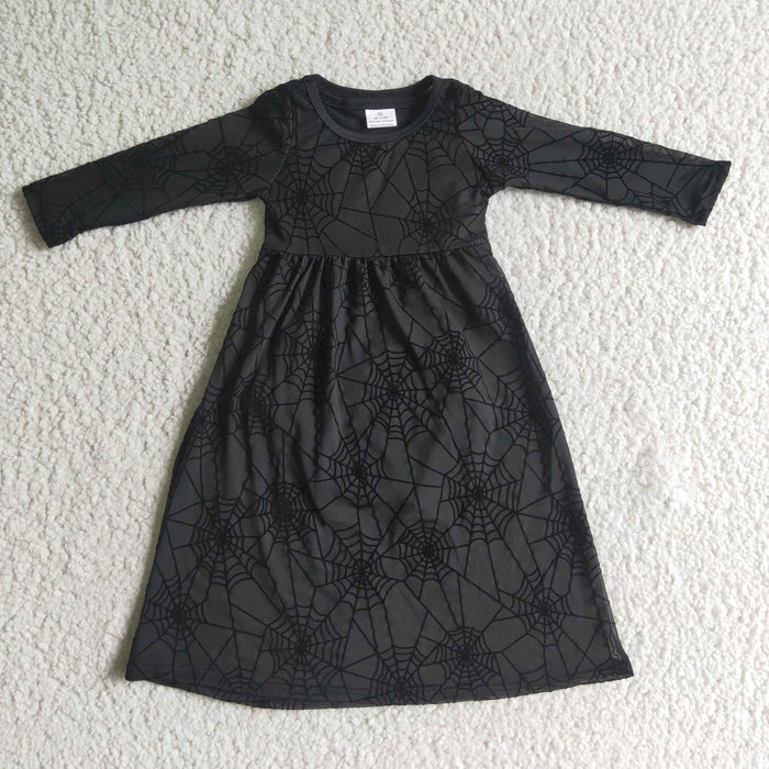 GBO0059 Web Tulle Dress Black Cotton Baby Girls Halloween 3 Pieces Bummie Set