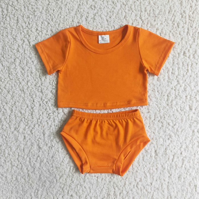 GBO0060 Web Tulle Dress Orange Cotton Baby Girls Halloween 3 Pieces Bummie Set