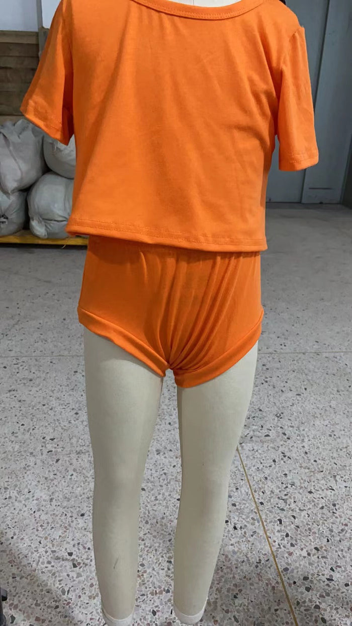 GBO0060 Web Tulle Dress Orange Cotton Baby Girls Halloween 3 Pieces Bummie Set