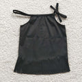 Girls black cotton tassel halter top   GT0088