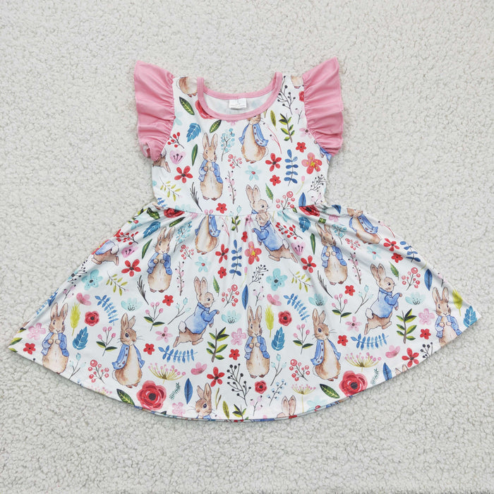 Girls bunny print Easter dress    GSD0229