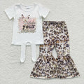 Girls bunny print leopard bell pants outfit  GSPO0354