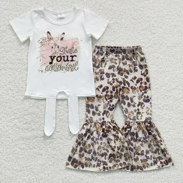 Girls bunny print leopard bell pants outfit  GSPO0354