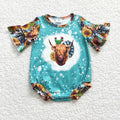 Girls cactus highland cow romper   SR0126