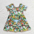 Girls cartoon animals print dress  GSD0179
