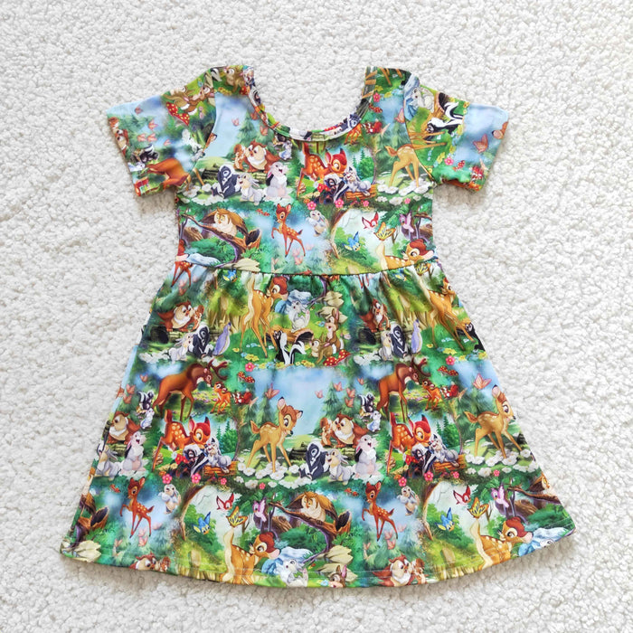 Girls cartoon animals print dress  GSD0179