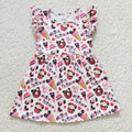 Girls cartoon print Happy Birthday dress  GSD0170