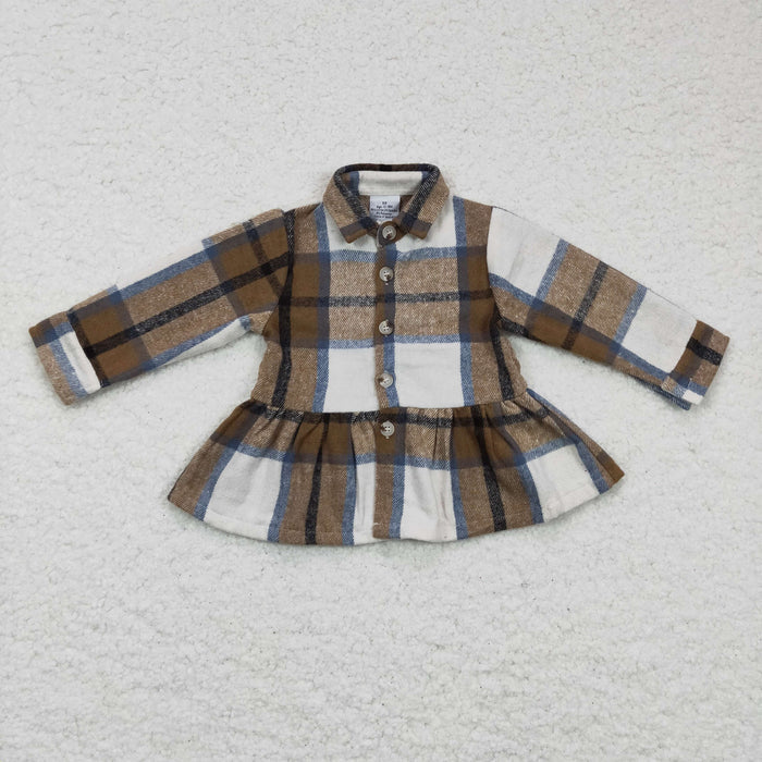 Girls cotton winter plaid button shirt GT0089