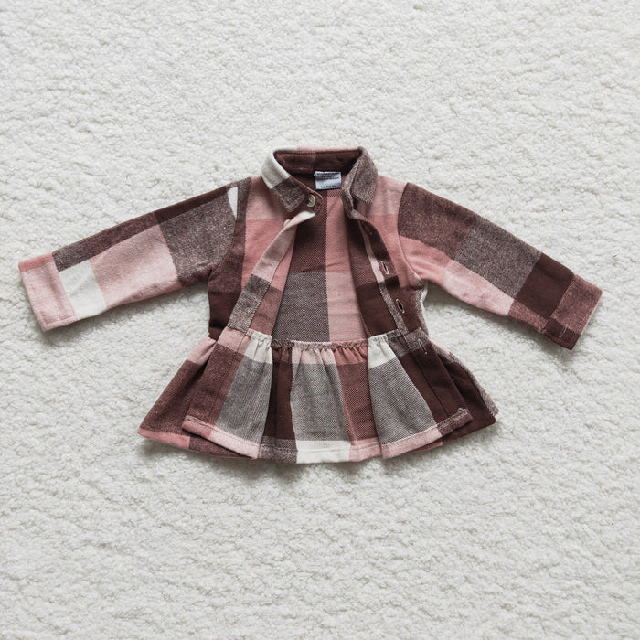 Girls cotton winter plaid button shirt GT0090
