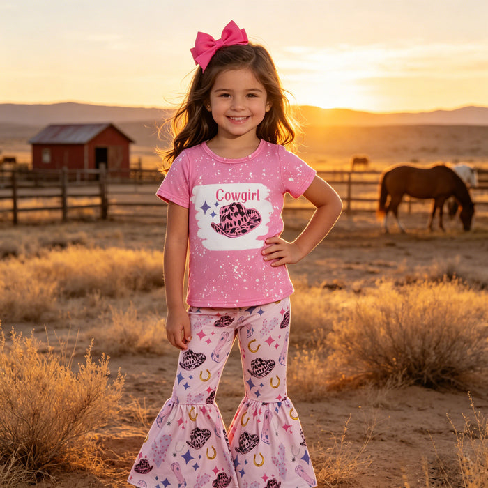 Girls cowgirl western print outfit  GSPO0349