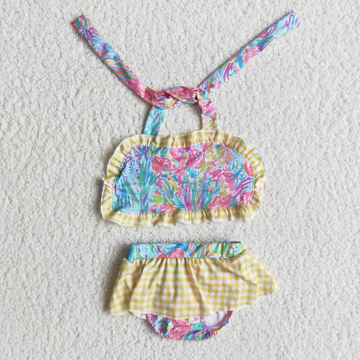 Girls flower print 2 pieces swimsuits E10-20