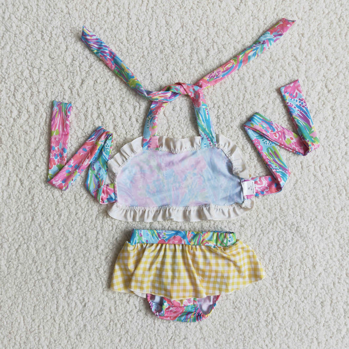 Girls flower print 2 pieces swimsuits E10-20