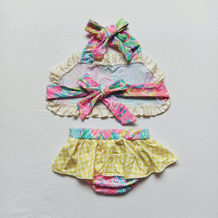 Girls flower print 2 pieces swimsuits E10-20