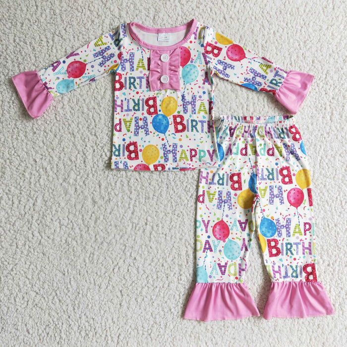 Girls Happy Birthday design pajama set    GLP0347