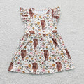 Girls highland cow print dress   GSD0158