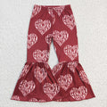 Girls HOWDY heart print bell bottom Western pants   P0052