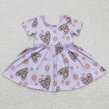 Girls leopard heart print Valentine's dress    GSD0213