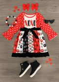 Girls long sleeve Valentine's Day twirl dress   GLD0174