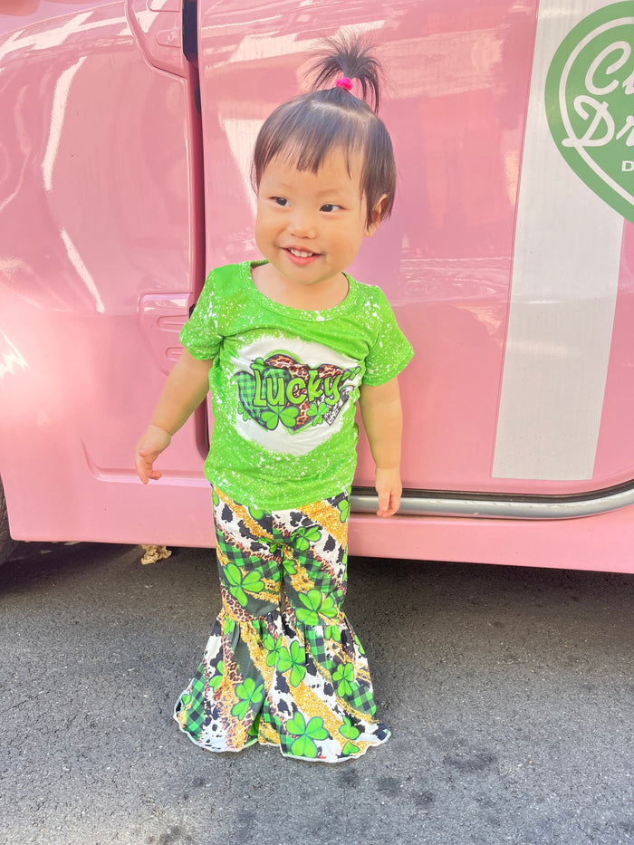 Girls lucky print St. Patrick's Day outfit  GSPO0356