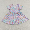 Girls rainbow horse print dress  GSD0166