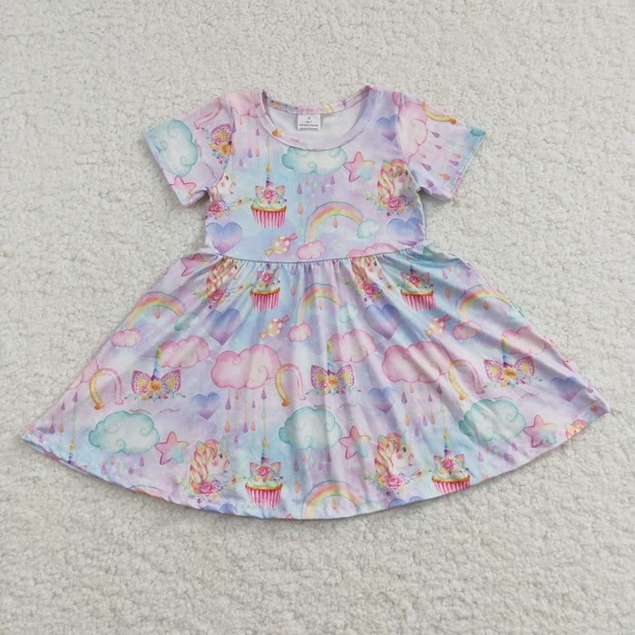 Girls rainbow horse print dress  GSD0166